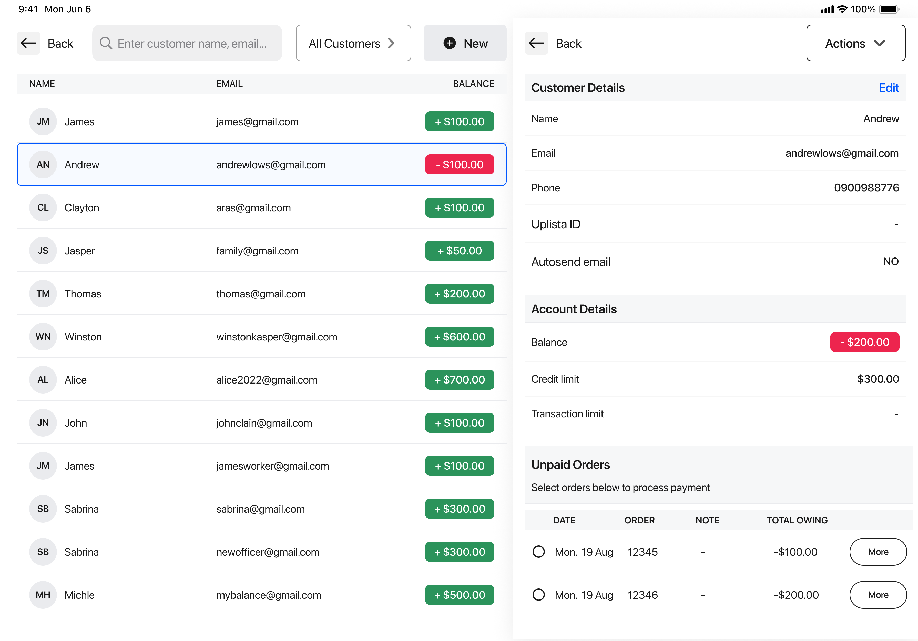 Account detail & order history